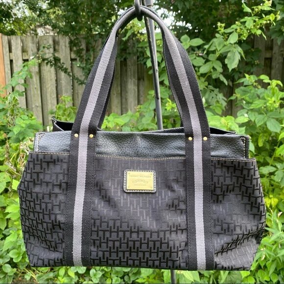 Tommy Hilfiger Black Nylon Signature  Satchel - Picture 12 of 13